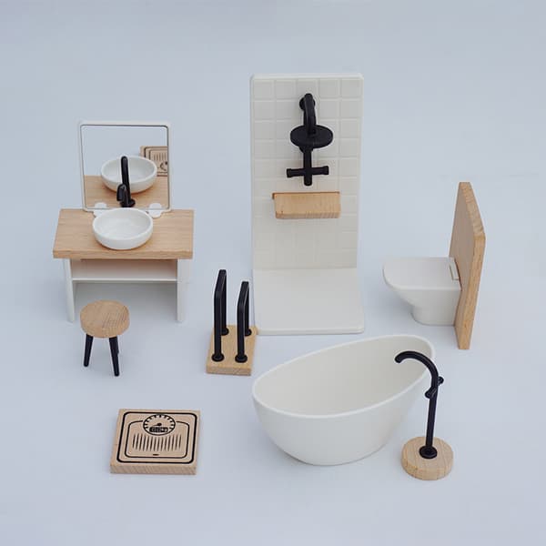 1/12 Dukkehus Håndvask Kar Toilet Model Dukkehus Mini Bathro A3