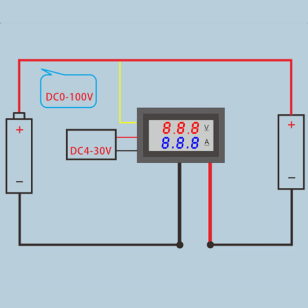 DC 10A Voltmeter Amperemeter LED Meter Måler Bil Motocykel Spænding