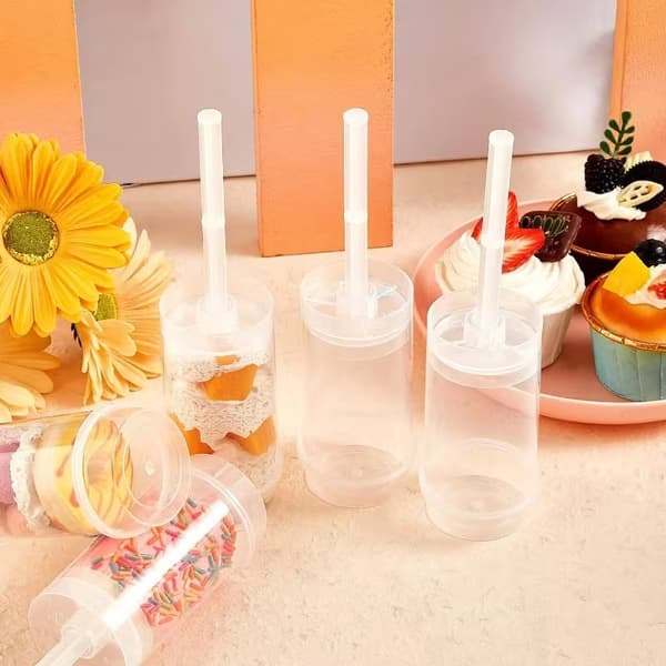10 stk. Push Up Kake Shooter Runde Kakeholdere Push Plastbeholder