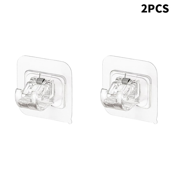 Justerbar gardinstångshållare Clip Självhäftande klämkrok Wal 2PCS