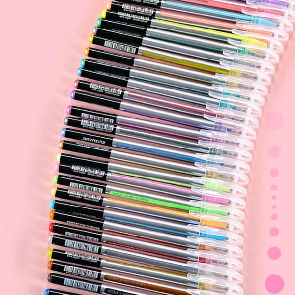 1 sæt 6/12/18 farver glitter gelpenne til journaling studerende Hi A3