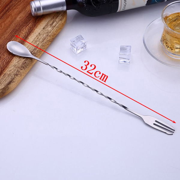 1 STK 25/32 cm rustfritt stål cocktailbar skje Spiral drikkeblanding 32cm