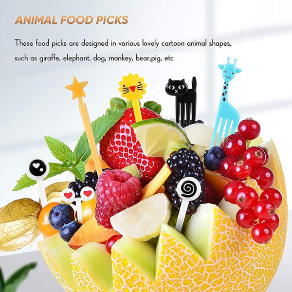 Sarjakuva Animal Bento Fork Fruit Picks Forks Lounaslaatikon lisävaruste 10PCS