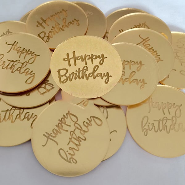 10 stk Happy Birthday Cupcake Topper Akryl Rose Gold Circle Ca Gold