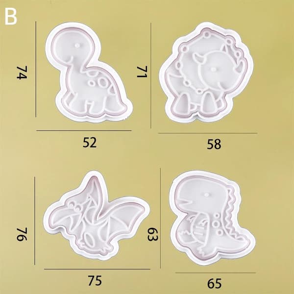 4 st/set kakform med kolv tecknad bakform kakstämpel B