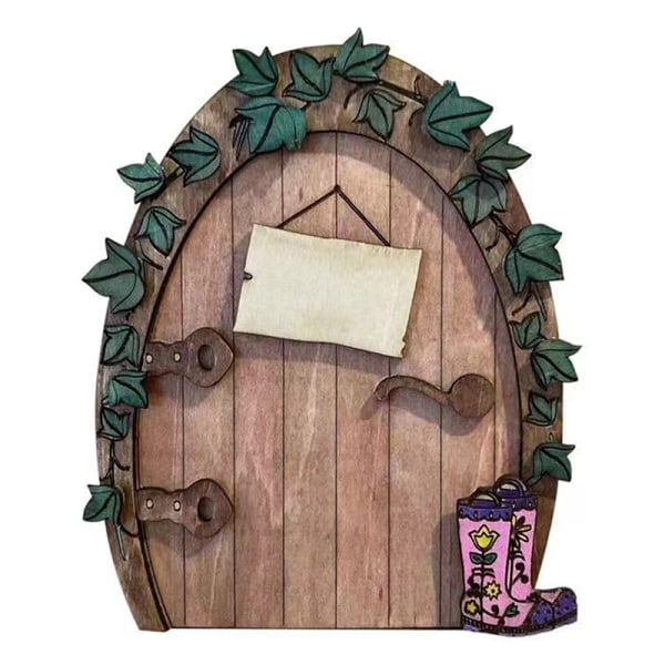 Mini Hemdekorationer Trä Fairy Elf Door Fairy Tale Gate Doo A6