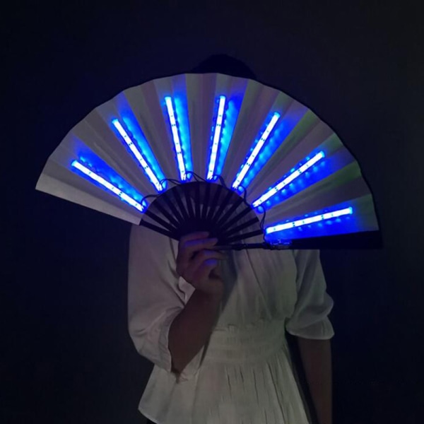 Juhla-LED Fan Valaisin Stage Performance Show Light Up Fan Birt Blue