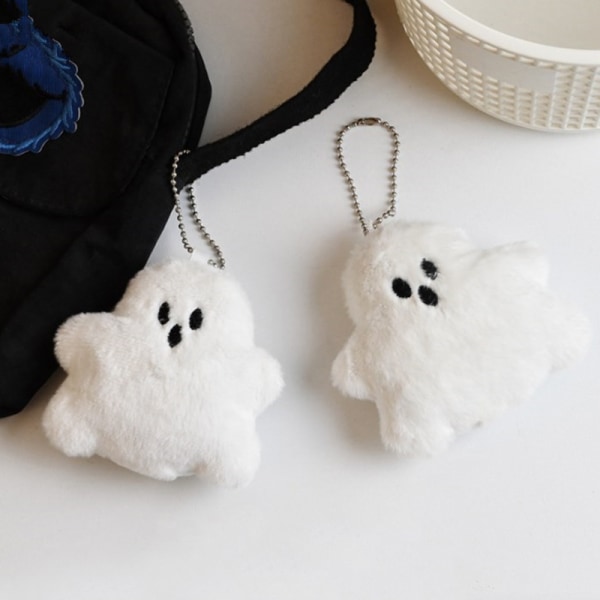 White Ghost nøkkelringer Small Ghost Funny School Bag Pendant e P