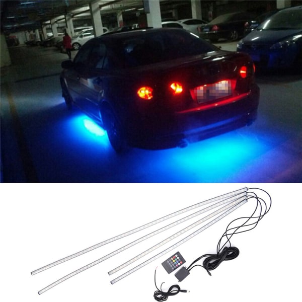 4 Stk RGB LED Under Car Tube Strip Underbody Glow Neon Light Kit