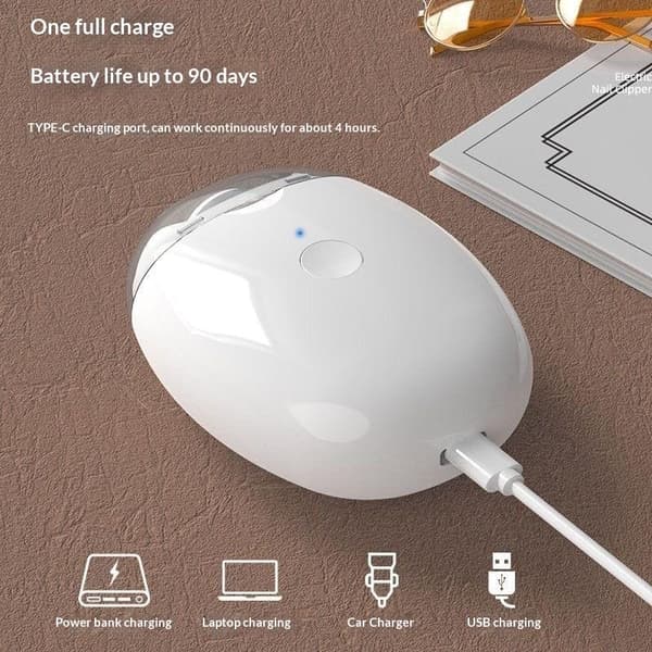 2-i-1 elektrisk negleklipper og -sliper med LED-lys automatisk