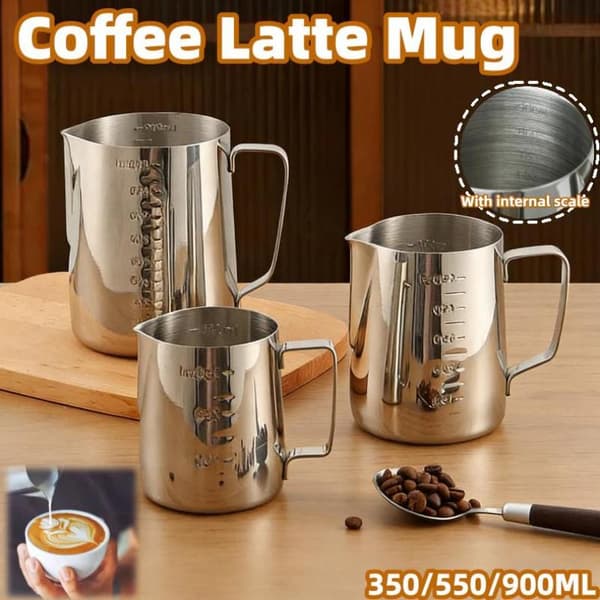 Mjölkskummare i rostfritt stål Kaffe Latte Art Kopp Mått Pitcher 550ml