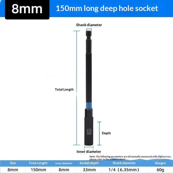 1/5 stk 150 mm sekskantmuttertrekker boradapterhylseforlenger A1