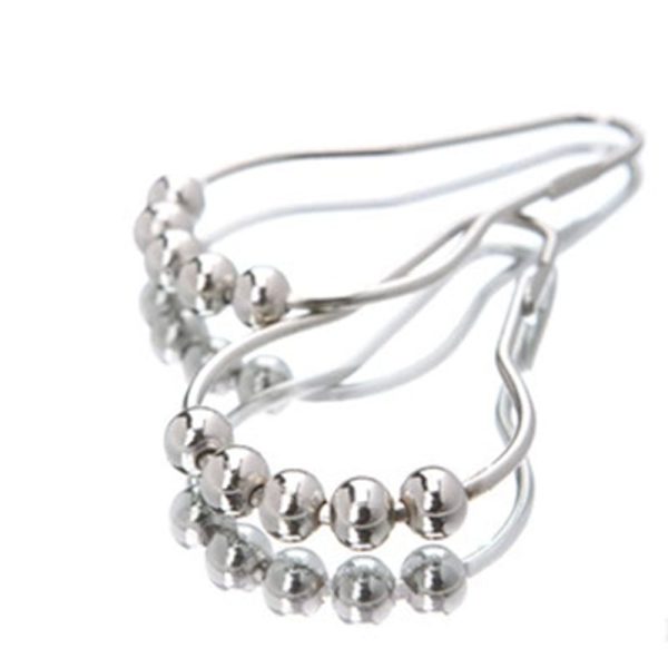 12ST polerad satinnickel 5 rullbollsduschgardinringar Silver One Size