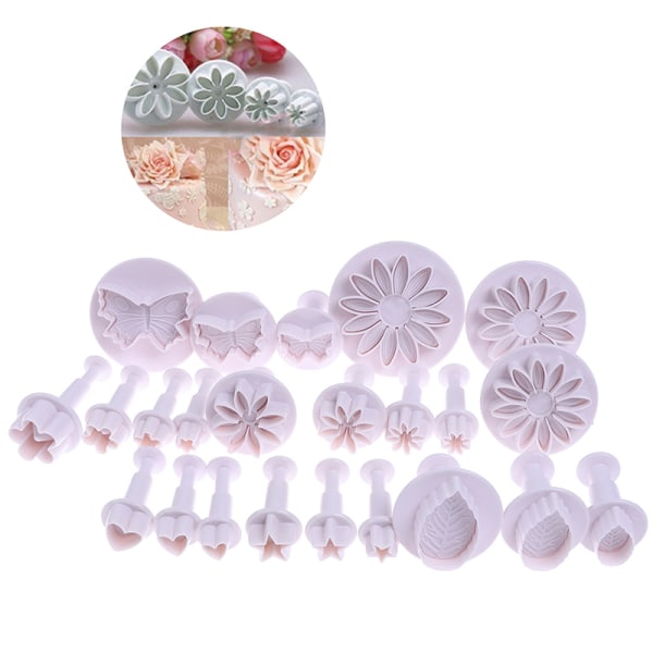 Plast Blomsterfondant Kakeverktøy Sugar Craft Stempel ter Bakin B