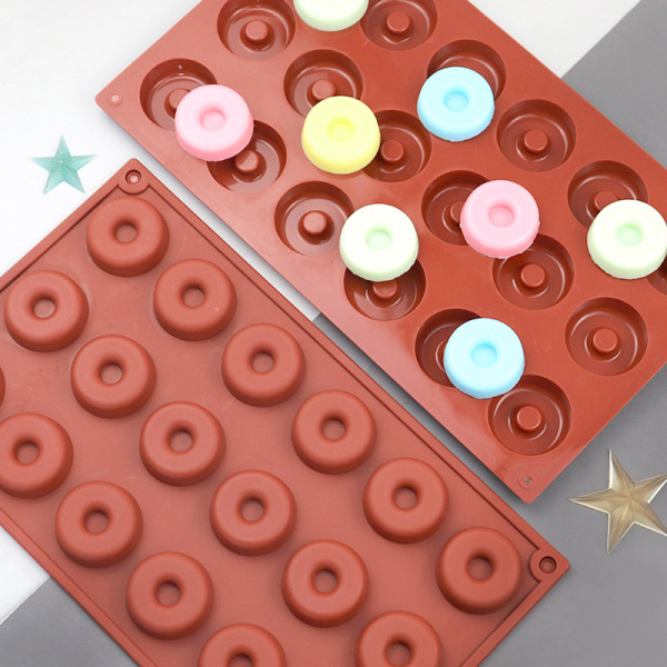 18 Cavity Mini Donut Silikone Chokolade Form DIY Cake Accessori