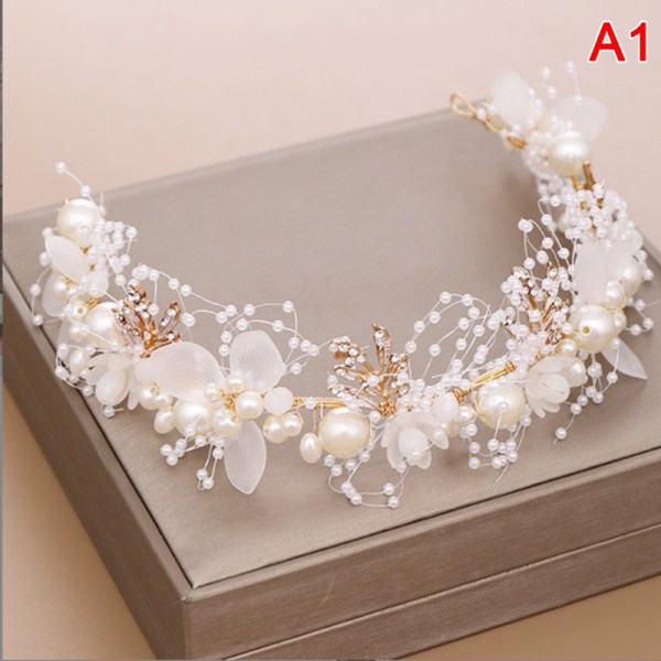 Pearl Flower Pannband Bröllopshuvudbonad Wedding Crown Fashion A1