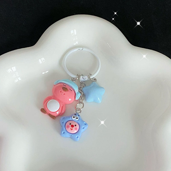 e Cartoon Loopy Little Beaver Keychain Cartoon Headphone Backpa White
