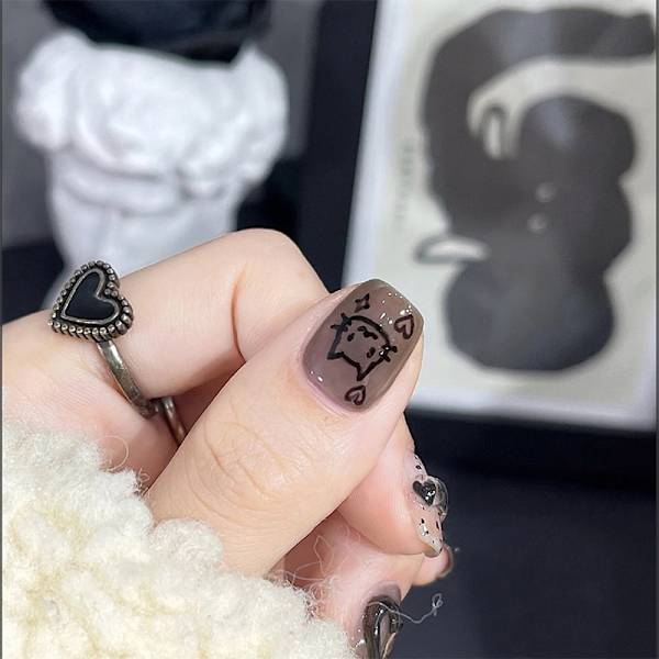 e Cat Animals Graffiti Nail Sticker Shape Paintings Enhancement White