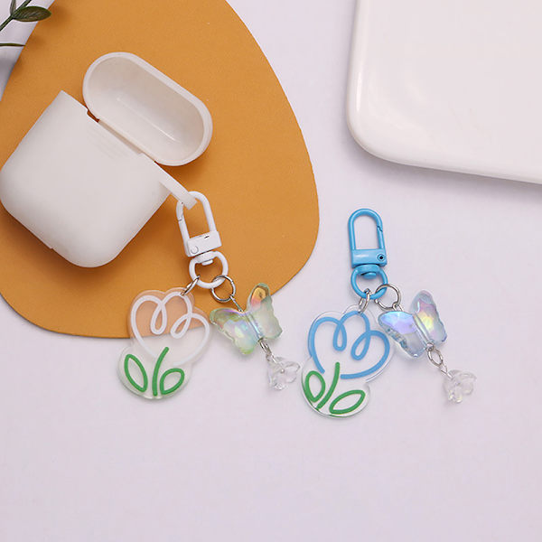 Ins Style akryl färgglada transparent blomma nyckelring hänge Blue