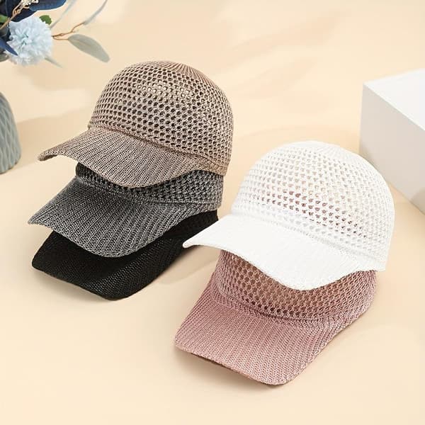 Pustende Mesh Baseballcaps Dame Vår Og Sommer Enkel P White