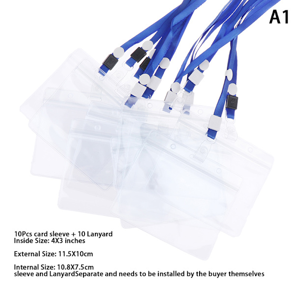 20PCS Lanyards ID Badge Holder Clear Waterproof Sleeve Pouch Pr 4x3 Inches