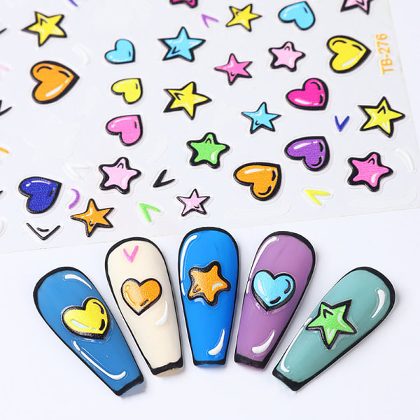 5d Relief Ultra-Tynne Nail Art Stickers Dopamin Cartoon Star Lo 2