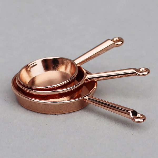 1 Sæt 1:12 Dukkehus Miniature Stegepande gryderet Metal Cookwa Silver