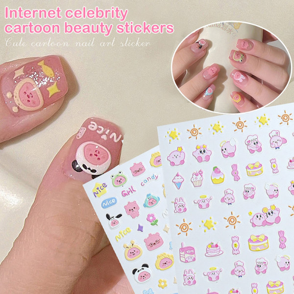 Realistisk lättnad Nail Art Stickers Tecknad Little Beaver Kitty WG-189