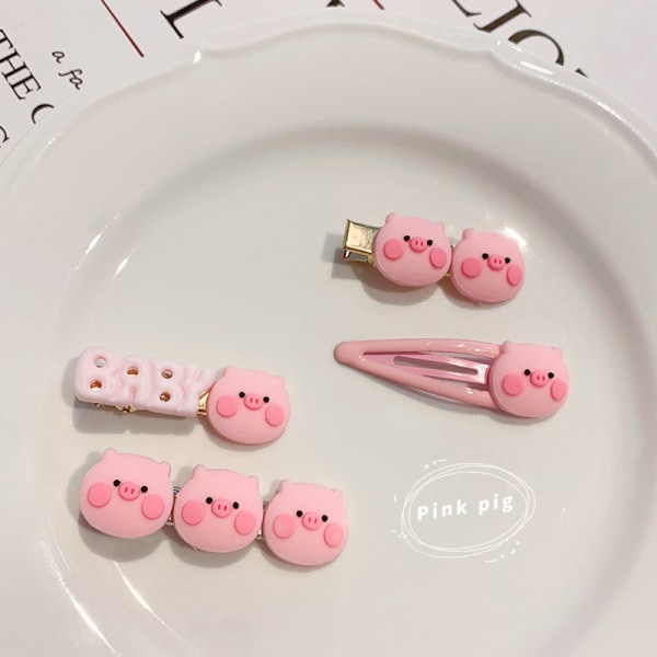 Kawaii Pink Piggy Hair Clip Sweet Girls Bangs Side Clip e Cartto A1