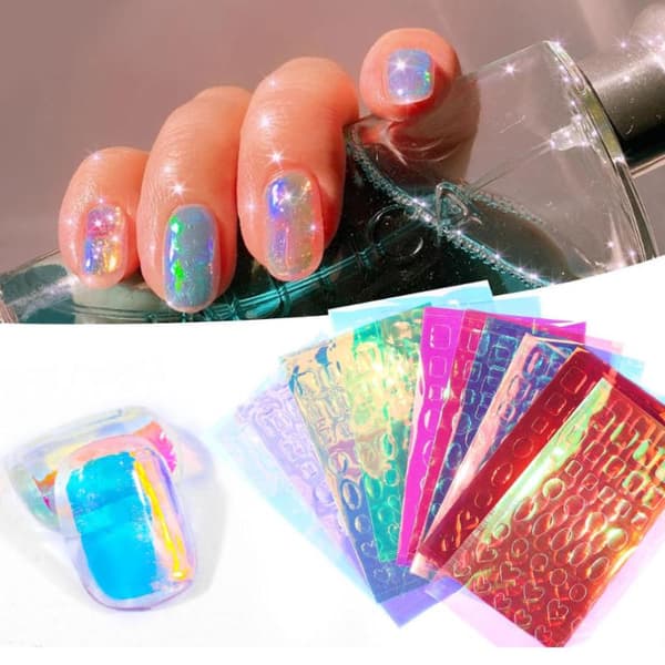 6/11 ark Aurora Glass Nail Foil Sticker Ice Cube Broken Glass E