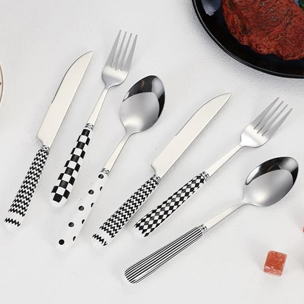 2/4 STK. Western Restaurant Rustfrit Stål Bestik med Bølge Mønster A2