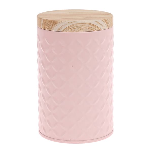 High-End Wood Grain Plåt Box 7,5x11,6cm Solid Metal Förvaringsbox Pink