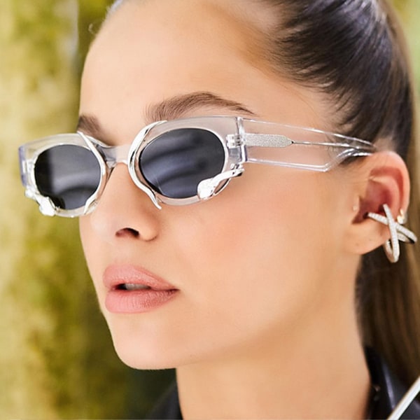 Nye solbriller med slanger Mote Vintage Oval Women Shades Ey White