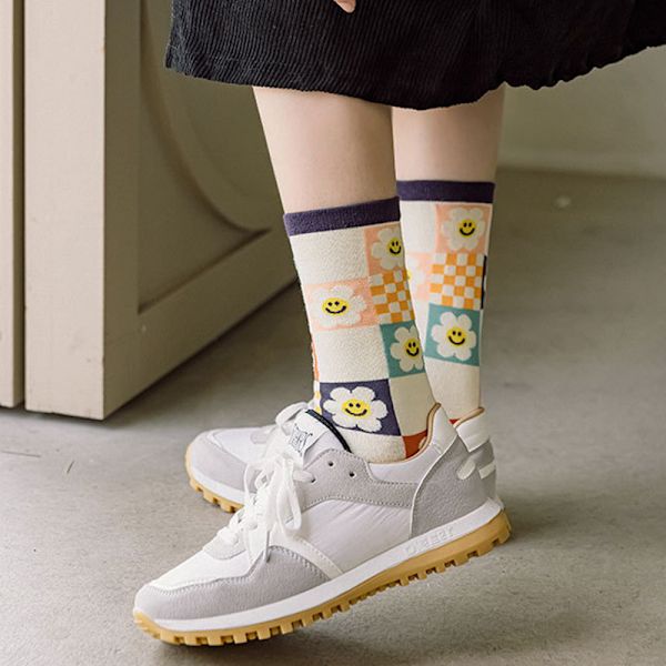 1 par New Fashion Lovely n Style printed studentstrumpor Casual S A3