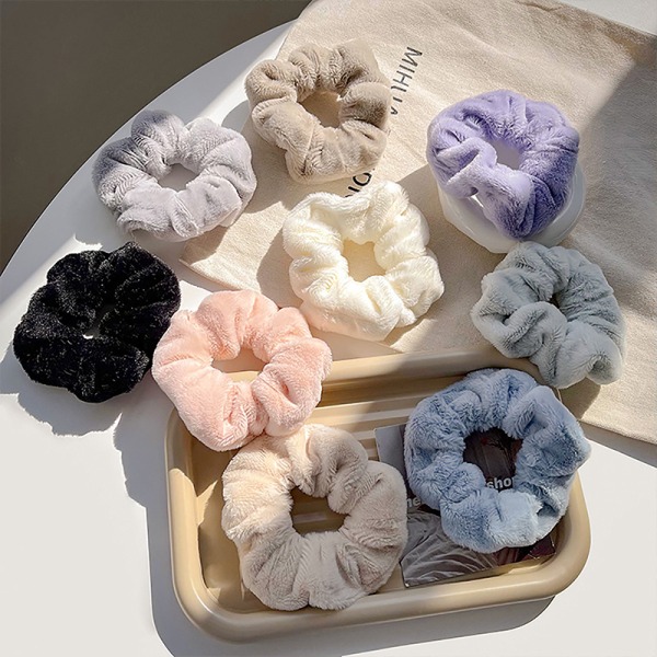 1 STK Hår Scrunchies Plysj Elastiske Hårbånd Hestehale Scrunchi Apricot