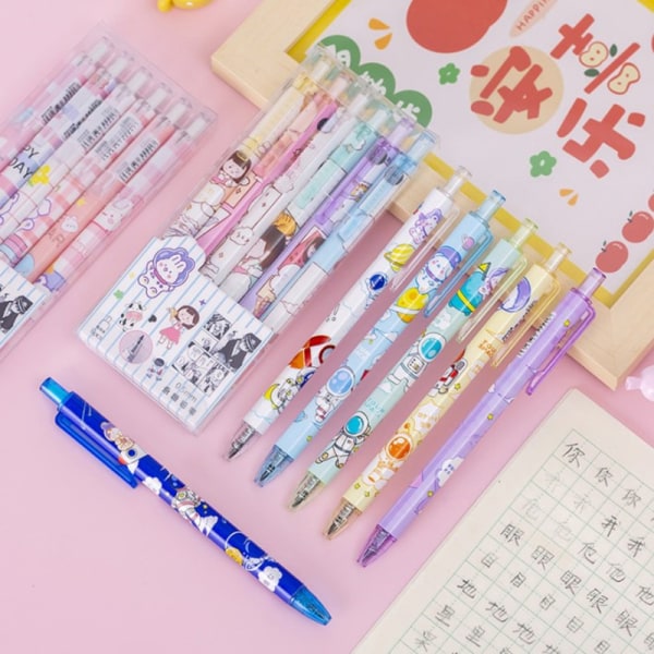 6 kpl/laatikko sarjakuva automaattinen kynä Kawaii kynät piirtämiseen A2