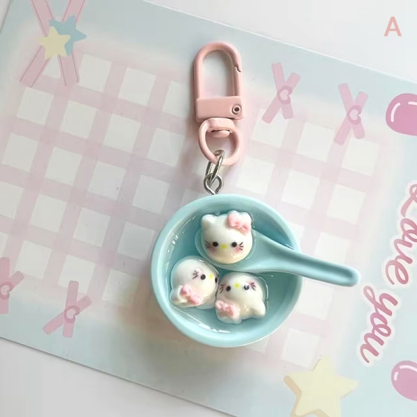 Sanrio Rice Ball Bowl nøkkelring Kuromi Melody Pendant nøkkelring C A