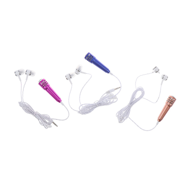 3,5 mm Karaoke Mikrofon Hörlurar In-Ear Headset Mini Stereo Wi Rose red