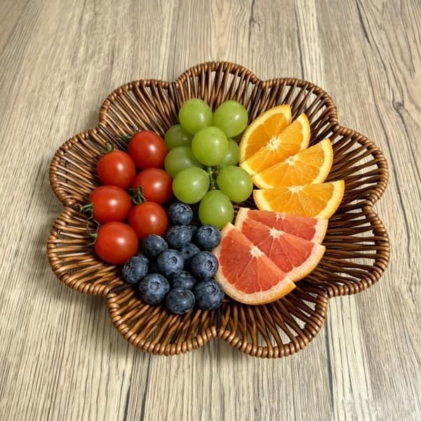 Handvävd frukostbrödkorg Tallrik Serveringskorg R 25cm