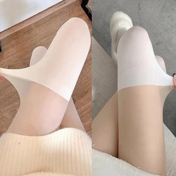 Sexet Patchwork Farve Dame Strømpebukser Lår Høj St A2