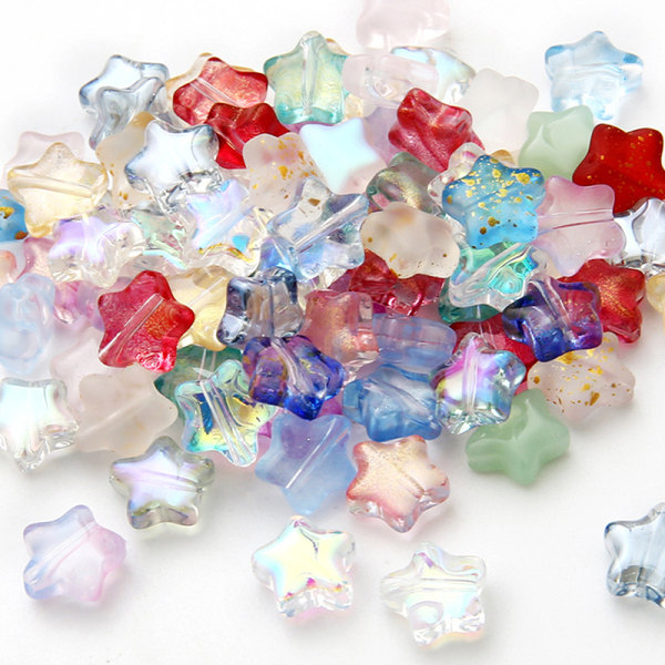 10 st Femuddiga stjärnglaspärlor Regnbågsfärg Diy-pärlor Fo mixed color