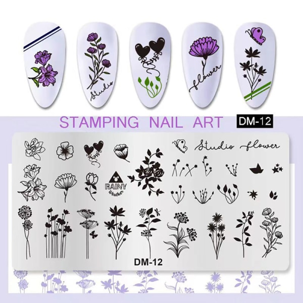 Søm Stempling Plader Udskrivning Stencil Manicure Art Stamp DM12