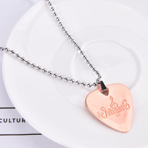 Metallinen akustinen sähkökitara basso kaulakoru Pick Thin välittäjä Rose Gold