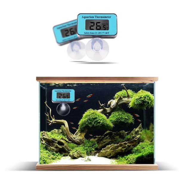 Digital akvarietermometer med LCD-display och sond med sugkopp A