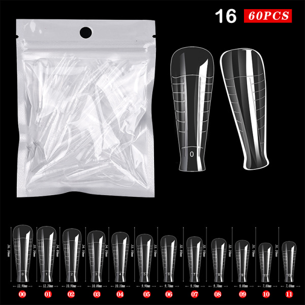 60 Stk ABS Forlængelse Nail Forms For UV Gel Polish False Nail Art 16