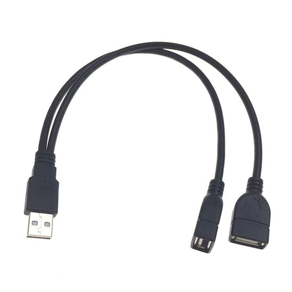 Laadukas USB 2.0 -kaapeli 1 naaras 2 urospuoliseen USB-virtalähteeseen A1