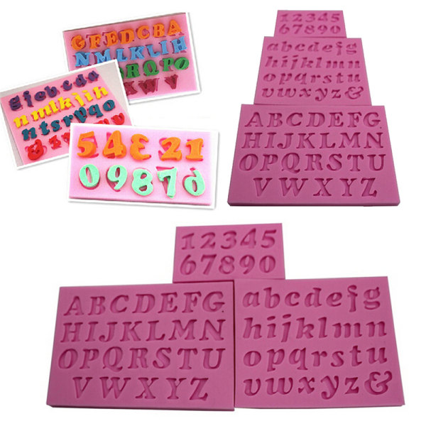 3 stk Ny Mini Letter&Nummer Silikon Håndlaget Fondantkake Des