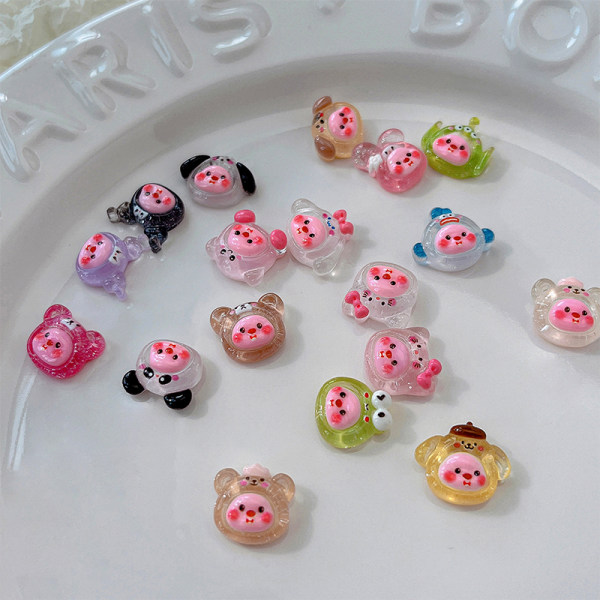 10 kpl Mini Cartoon Doll Resin Nail Decoration Accessories Stere 12