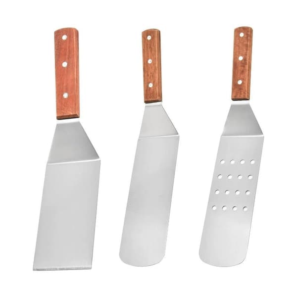 Spatel og grillskraber i rustfrit stål, non-stick, holdbar stang D