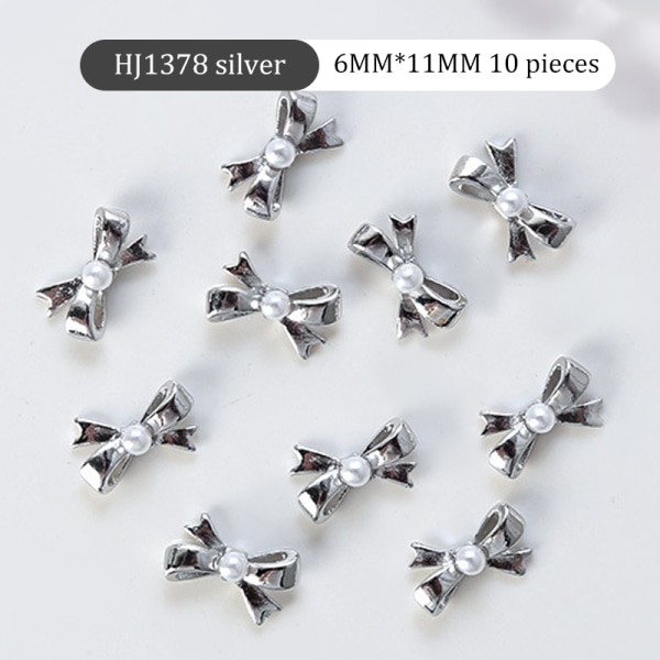 10 st 3D mini metallband Bowknot Nail Art Pearl Rhinestones D HJ1377